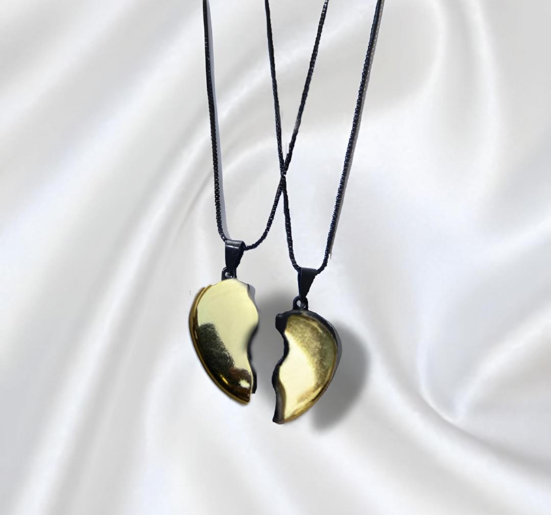 Golden Heart Design Couple's Pendant - Set of 2 Pcs