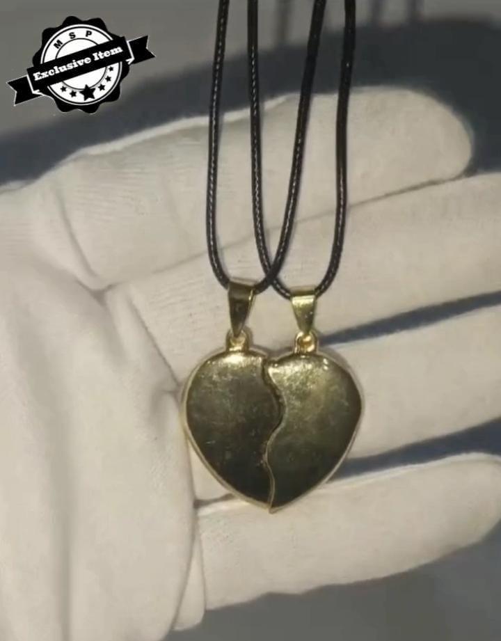 Golden Heart Design Couple's Pendant - Set of 2 Pcs